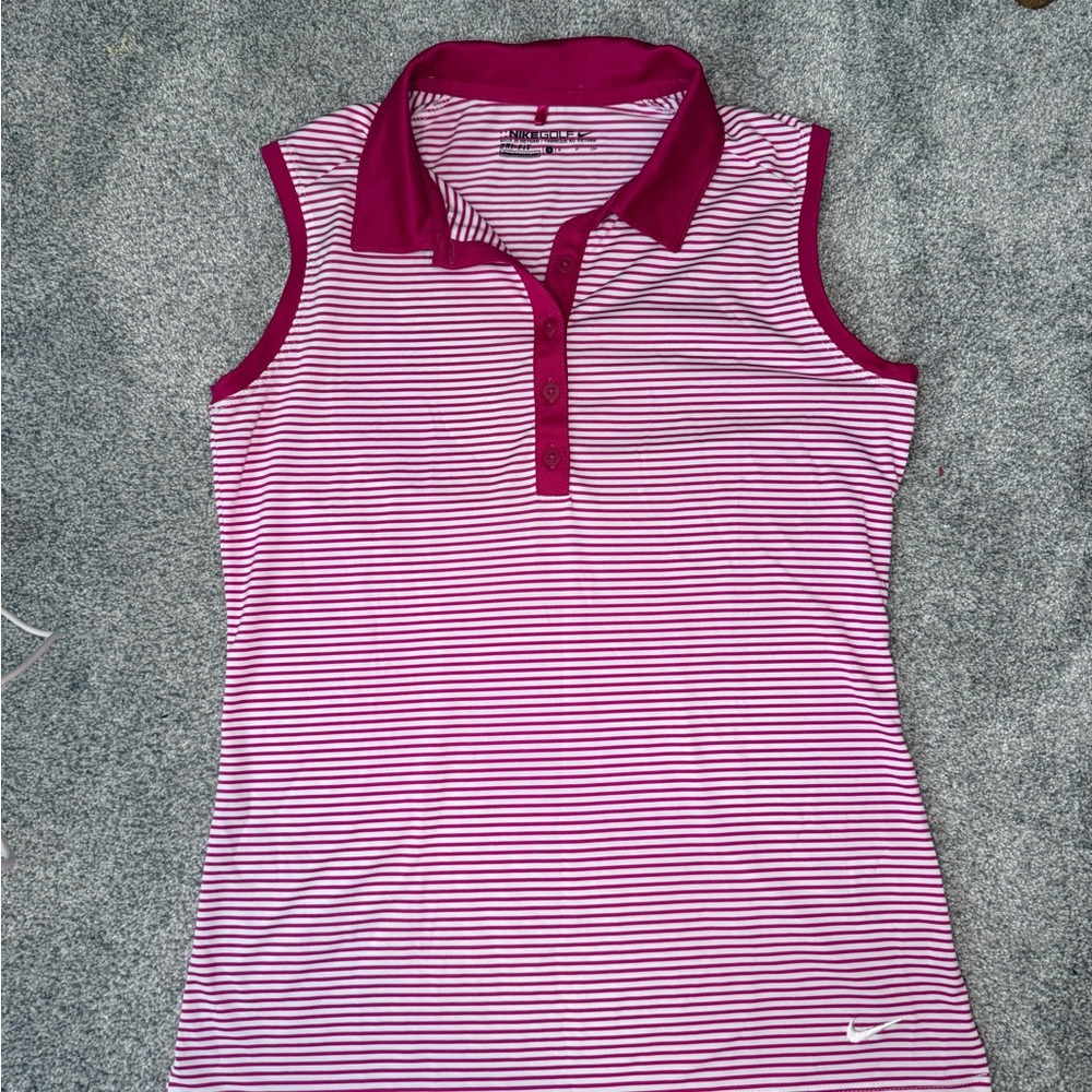Nike Women’s Dri-Fit Golf Tank | Hot Pink & White | Small